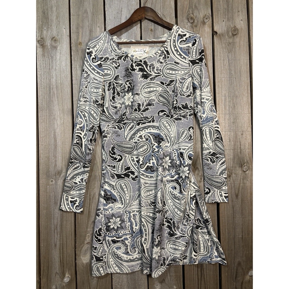Aventura Paisley Floral Long Sleeve Mini‎ Dress M — Boho Indie Soft Grunge